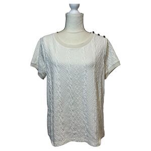 Lands' End Cream Knit Top Size Large Petite